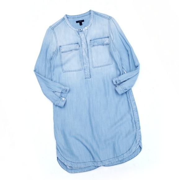 J. Crew Chambray Drapey Shirt Dress - Picture 3 of 7